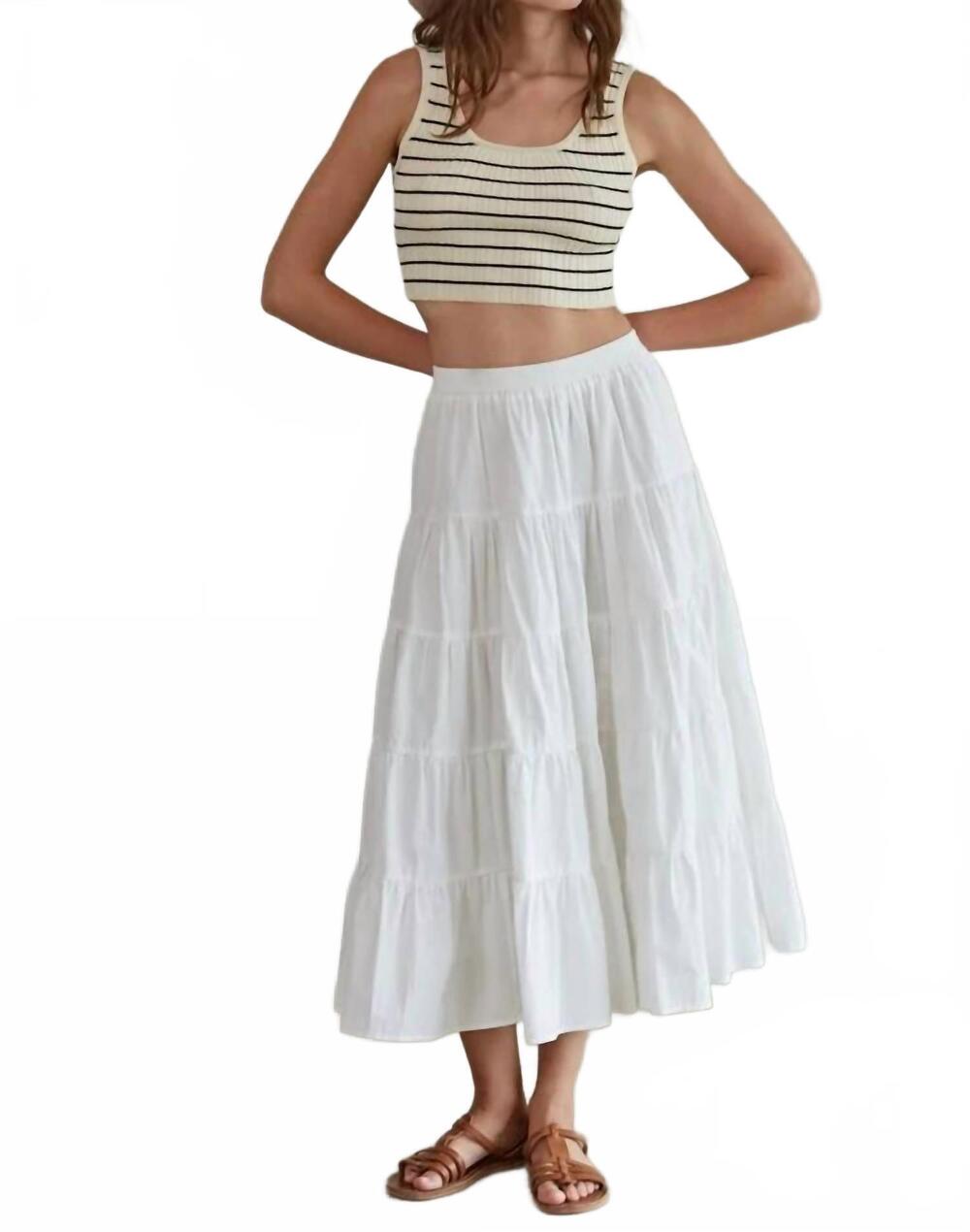 NEW BY TOGETHER tiered midi skirt in white